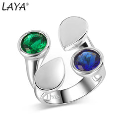 925 Sterling Silver Synthetic Blue & Green Zircon Crystal Irregular Ring for Men and Women