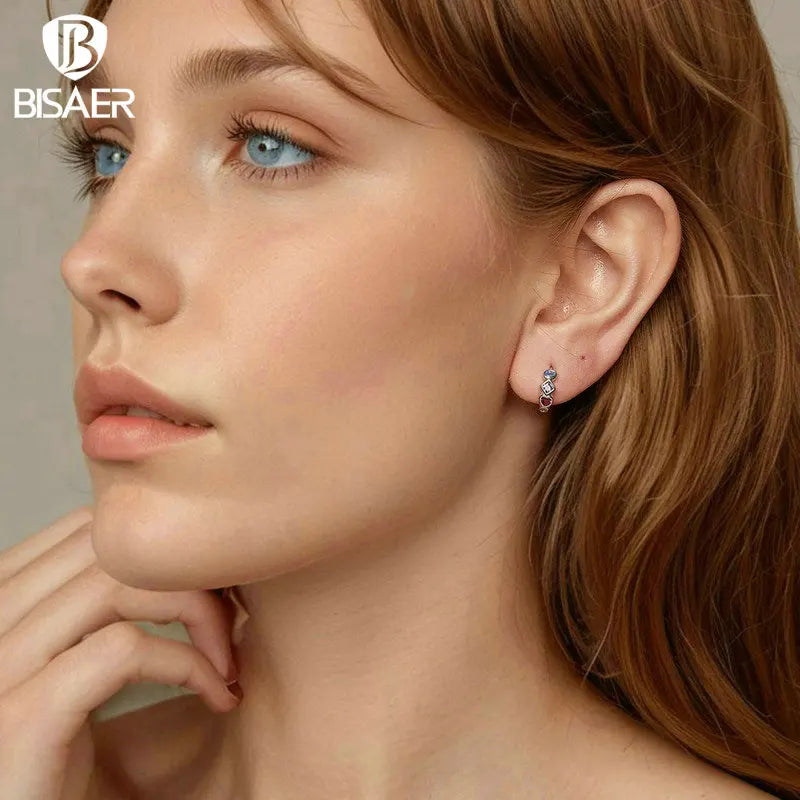 Sterling Silver Colorful Zircons Stud Earrings for Woman