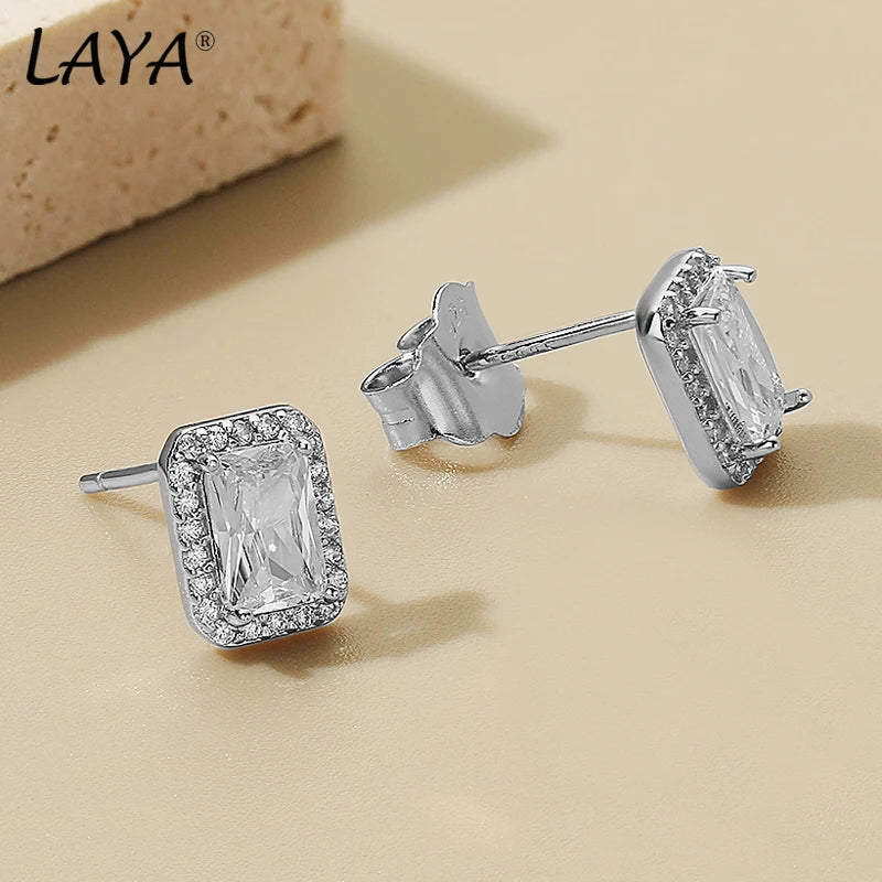 18K Gold Sparkling Zircon Stud Earrings for Women