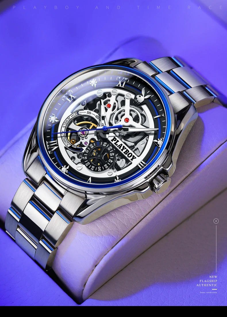 Stainless Steel Automatic Mechanical Watch for Men