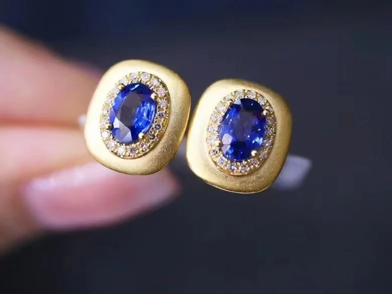 925 Sterling Silver Blue Sapphire Stud Earrings for Women