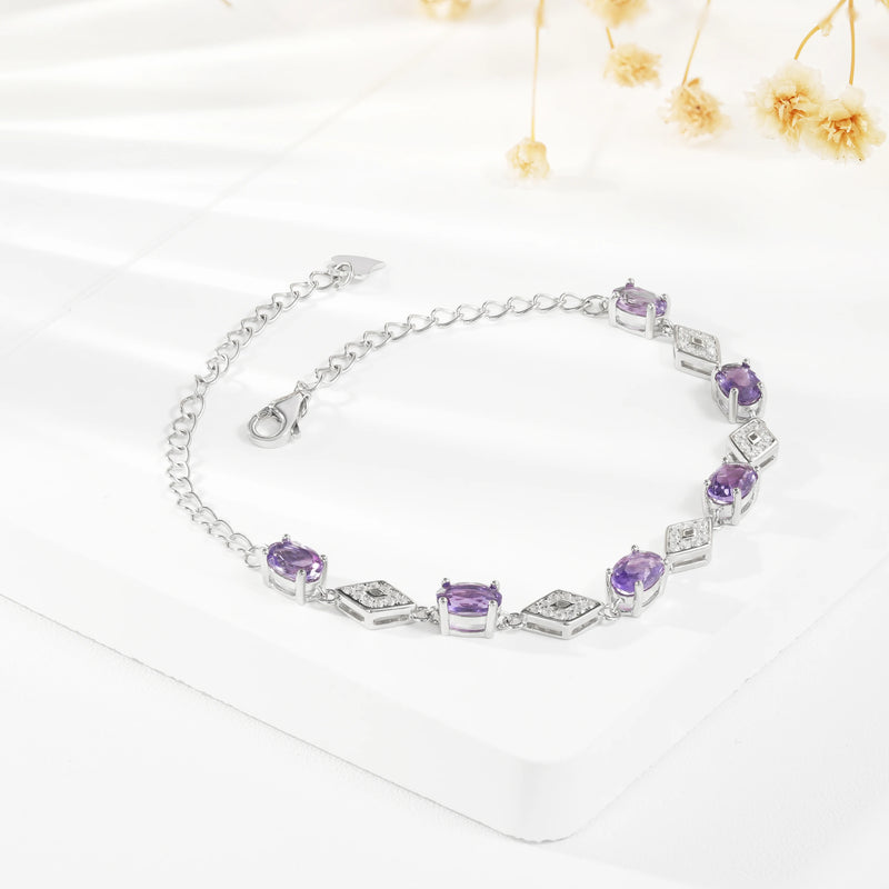 925 Sterling Silver Amethyst Bracelets for Women