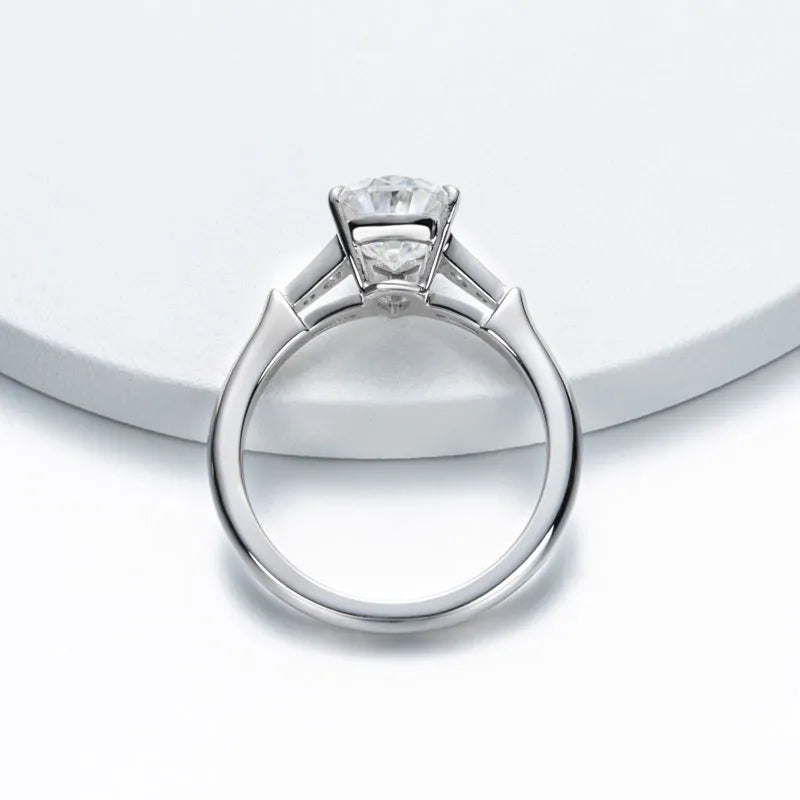 925 Silver 2ctw Moissanite Three-Stone Engagement Ring for Women