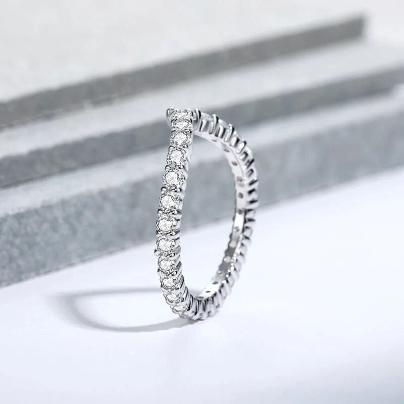 925 Sterling Silver Moissanite Eternity Ring for Women