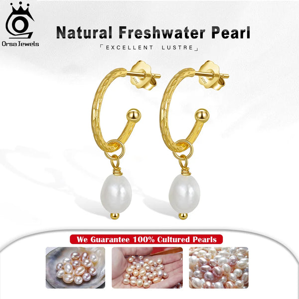 14K Gold Over Sterling Silver Dangle Earrings with Freshwater Pearls for Women