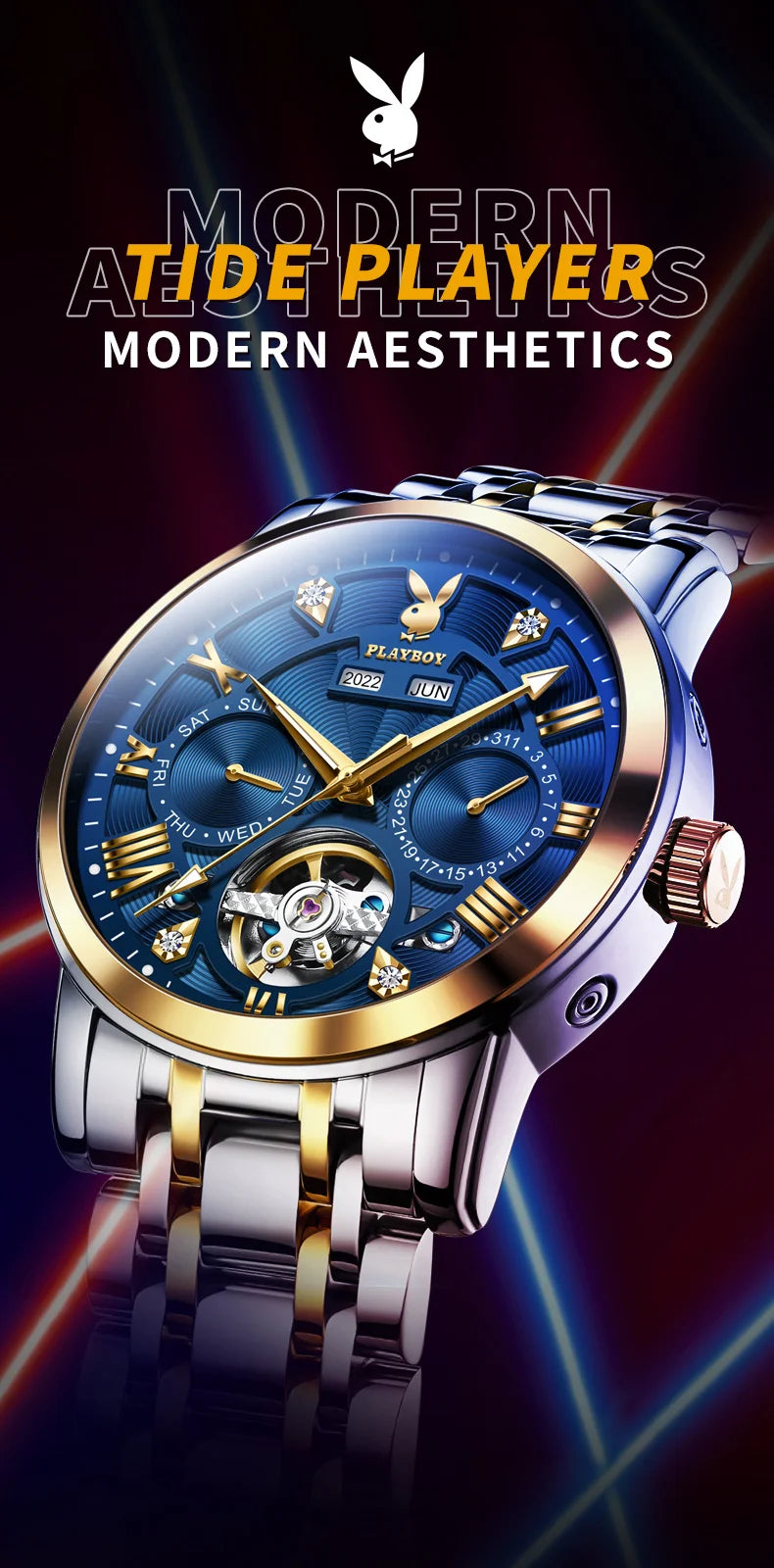 Stainless Steel Automatic Mechanical Watch for Men