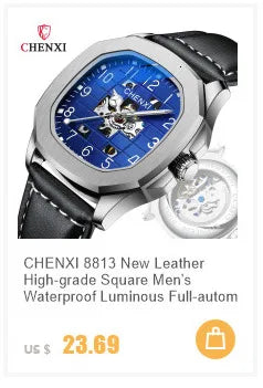 Stainless Steel Skeleton Transparent Automatic Mechanical Watch for Men