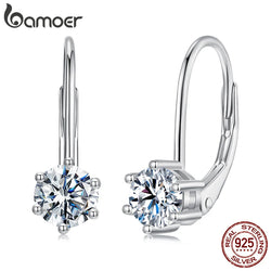 White Gold Plated Sterling Silver 0.5ct Lab Created Diamond Dangle Earrings for women