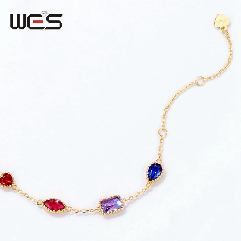 Sterling Silver Rainbow Zircon Bracelet for Women.