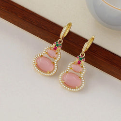 Gold-Plated Calabash Opal Dangle Earrings for Women