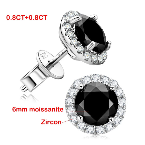 Platinum Plated Sterling Silver 1.6CTW Moissanite Stud Earrings for Women