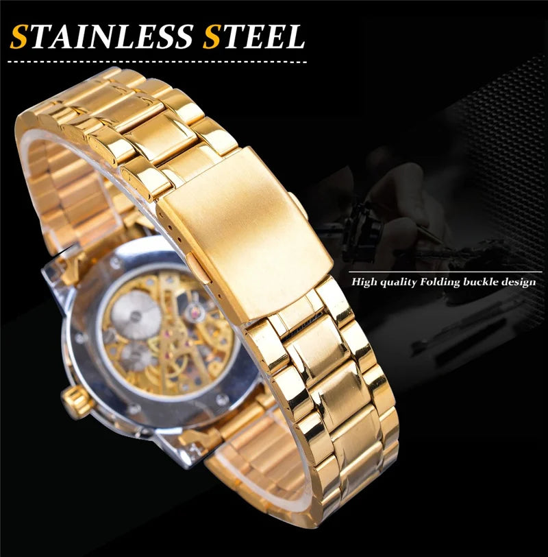 Silver Skeleton Mechanical Wristwatch for Men