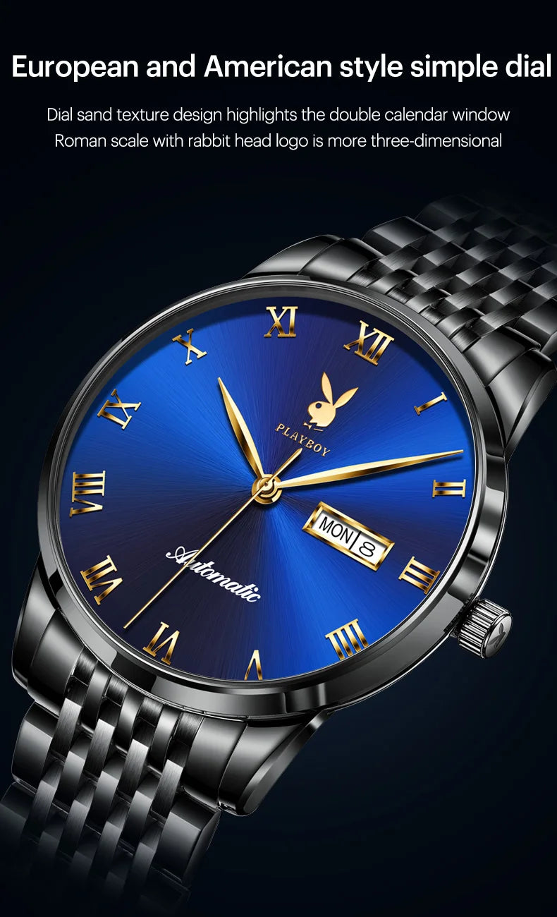 Stainless Steel Automatic Mechanical Watch for Men