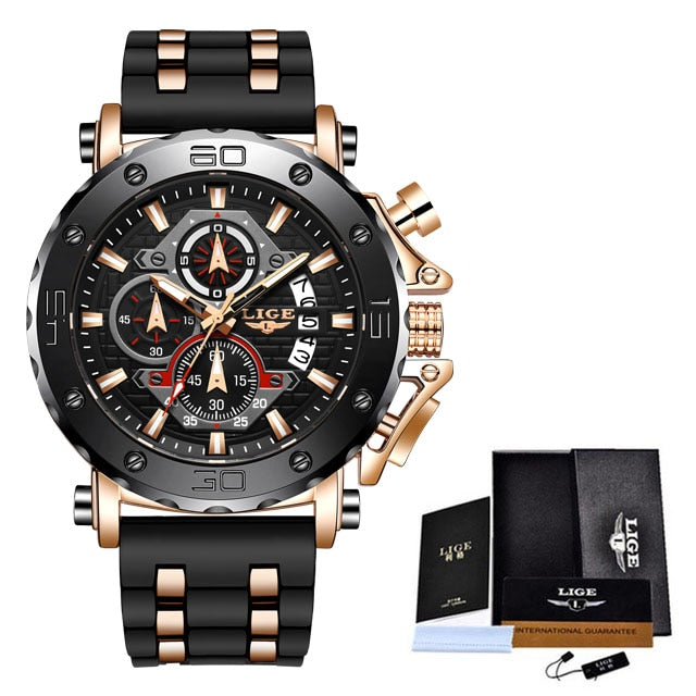 Stainless Steel Silicone Chronograph Date Luminous Watch for Men