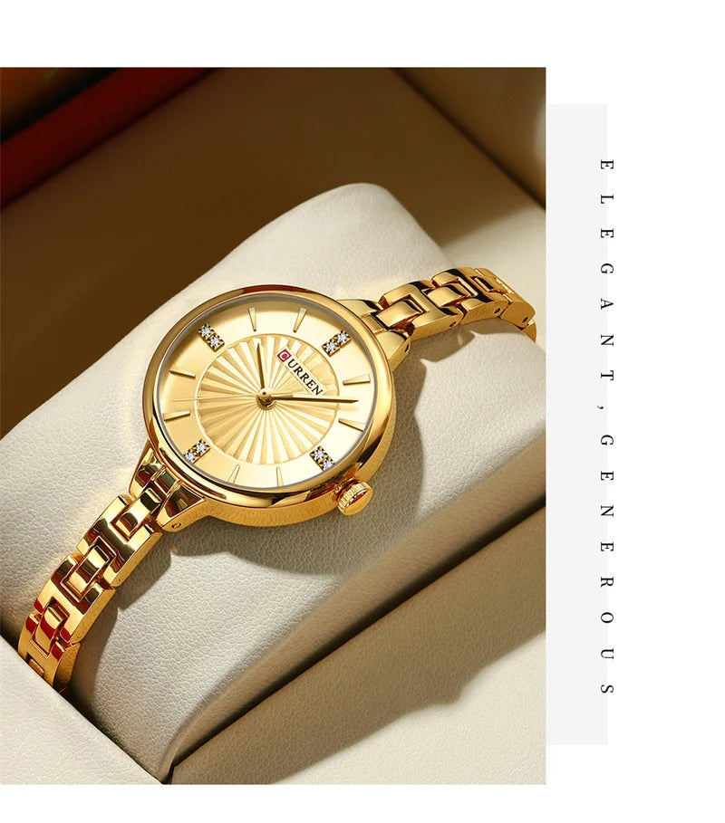 Stainless Steel Rhinestone Bracelet Watch for Women