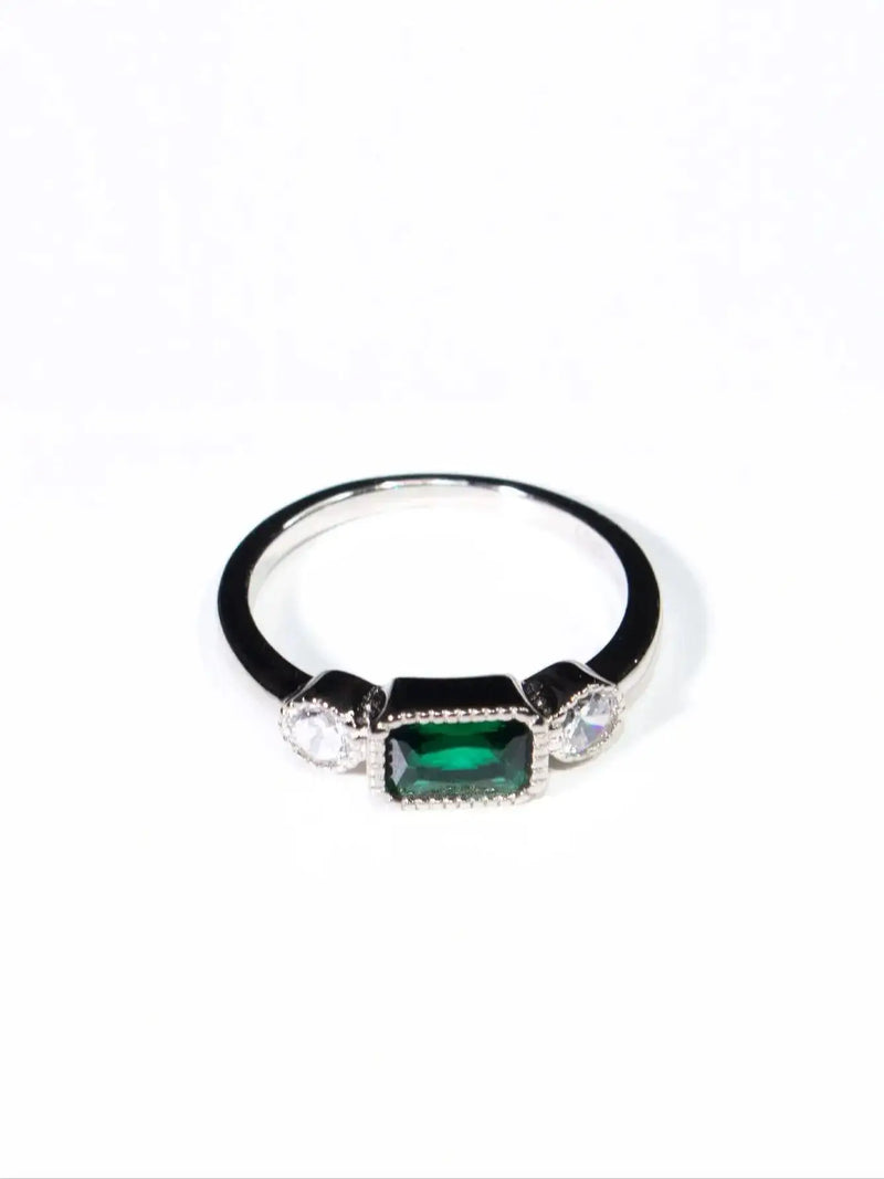 925 Silver Nano Emerald Bezel Setting Ring for Her