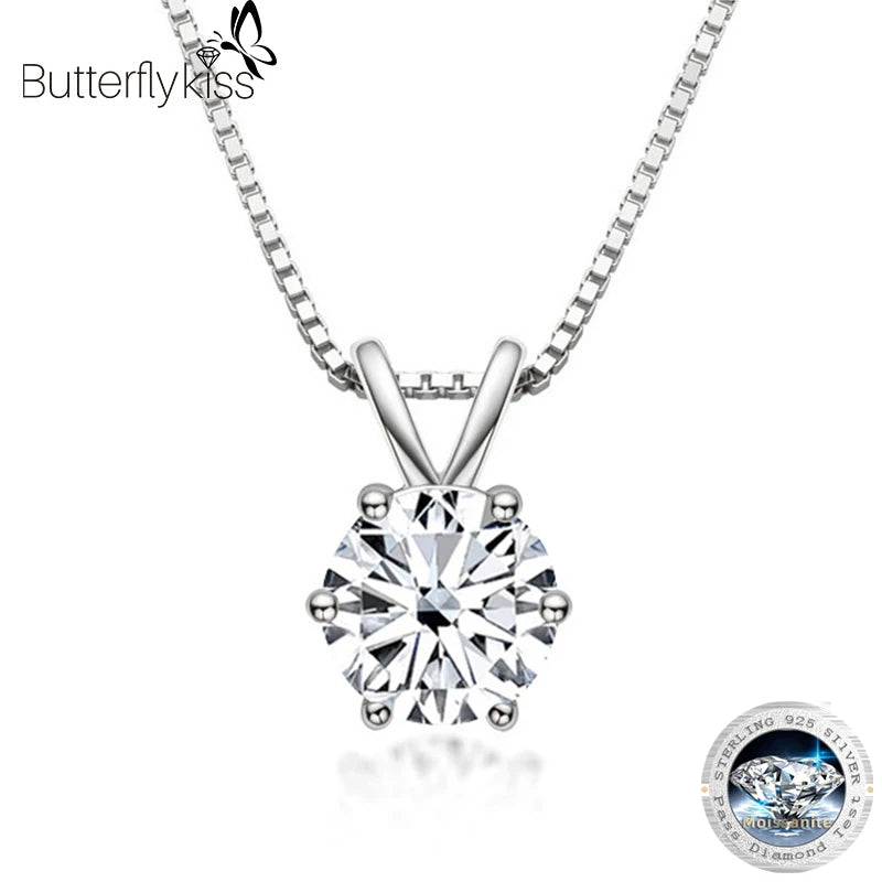 Sterling Silver 1 Carat Moissanite Pendant Necklace for Women