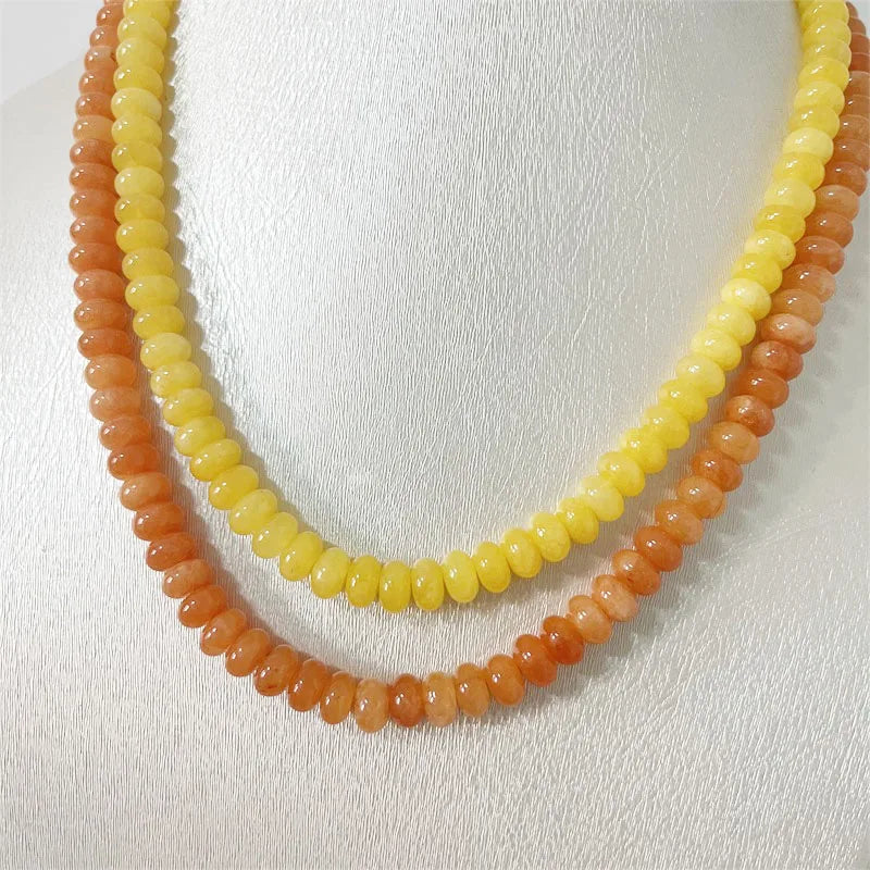 Yellow Topaz, Orange Jade, Red Ruby, Emerald Necklace for Women