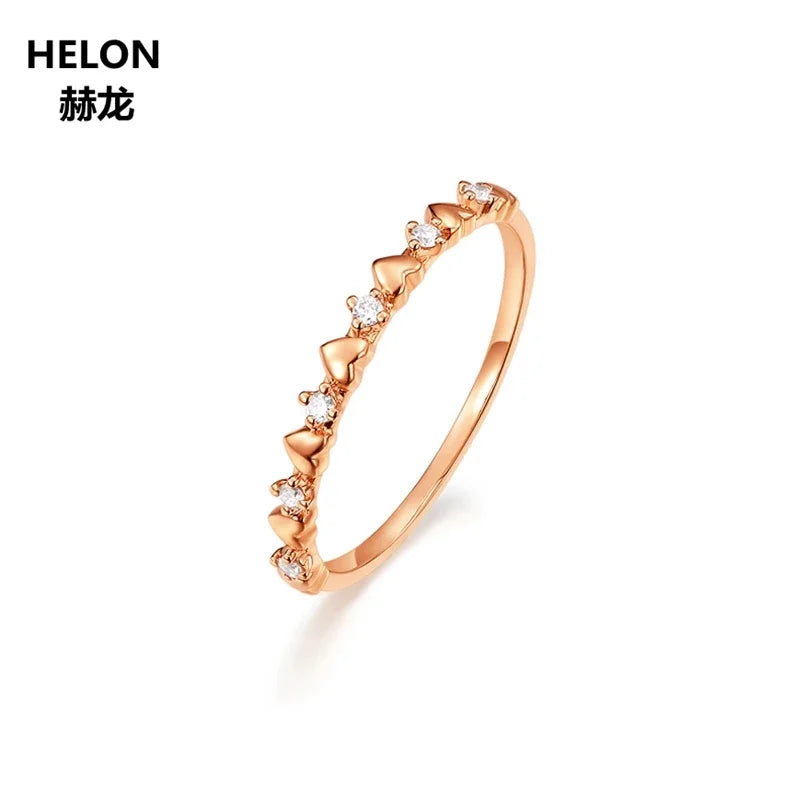 14k Rose Gold Natural Diamonds Heart Ring for Women