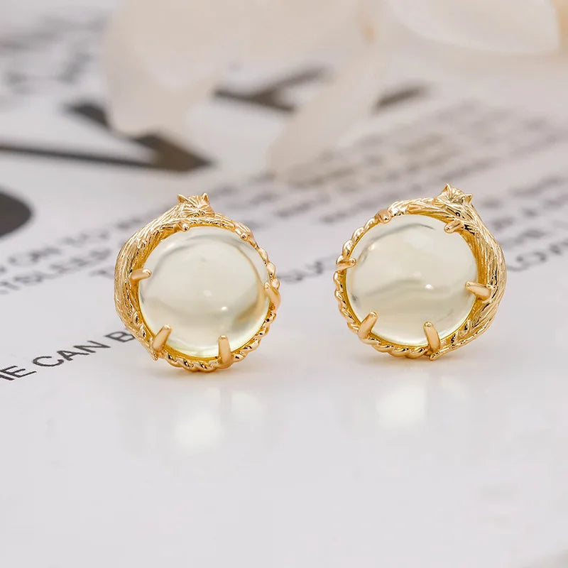 925 Sterling Silver Lemon Quartz Cat Earrings for Women