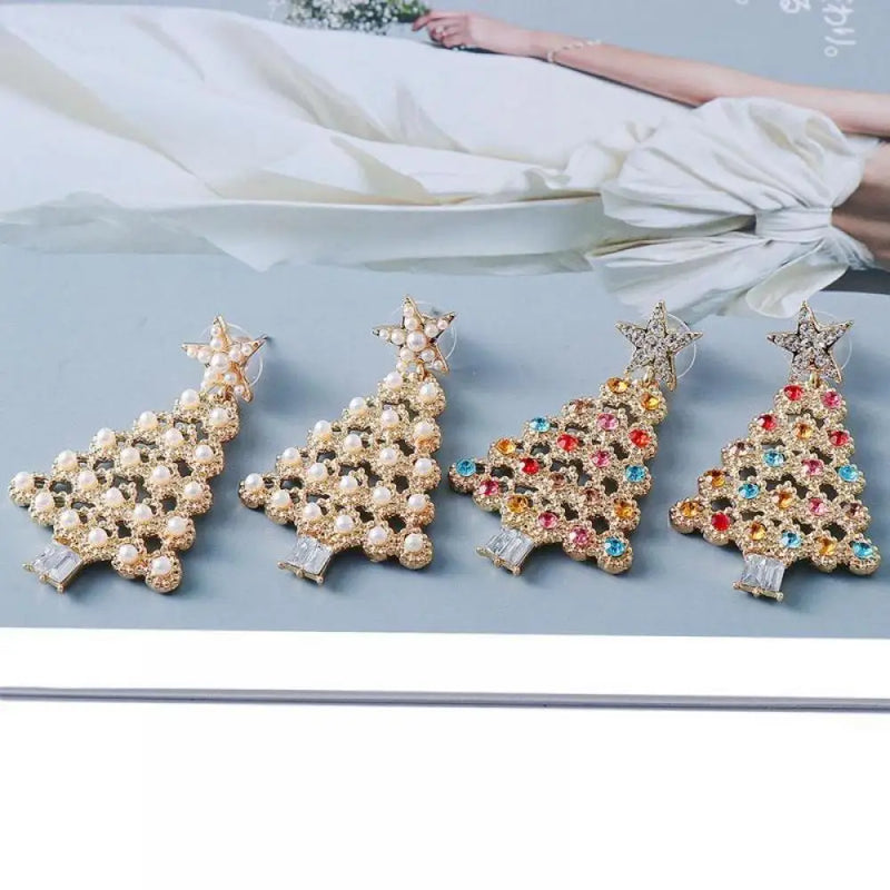 Sterling Silver Colorful Christmas Tree Earrings for Women