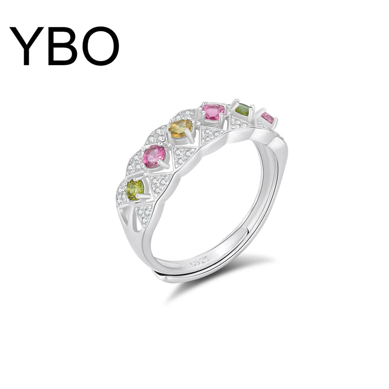 925 Sterling Silver Colorful Tourmaline Ring for Women