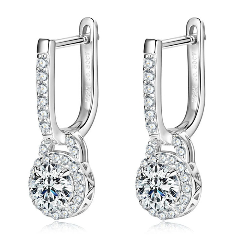 18K Gold Plated Sterling Silver Moissanite Drop Earrings for Women