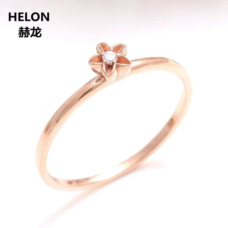 14k Rose Gold Natural Diamond Flower Engagement Ring for Women