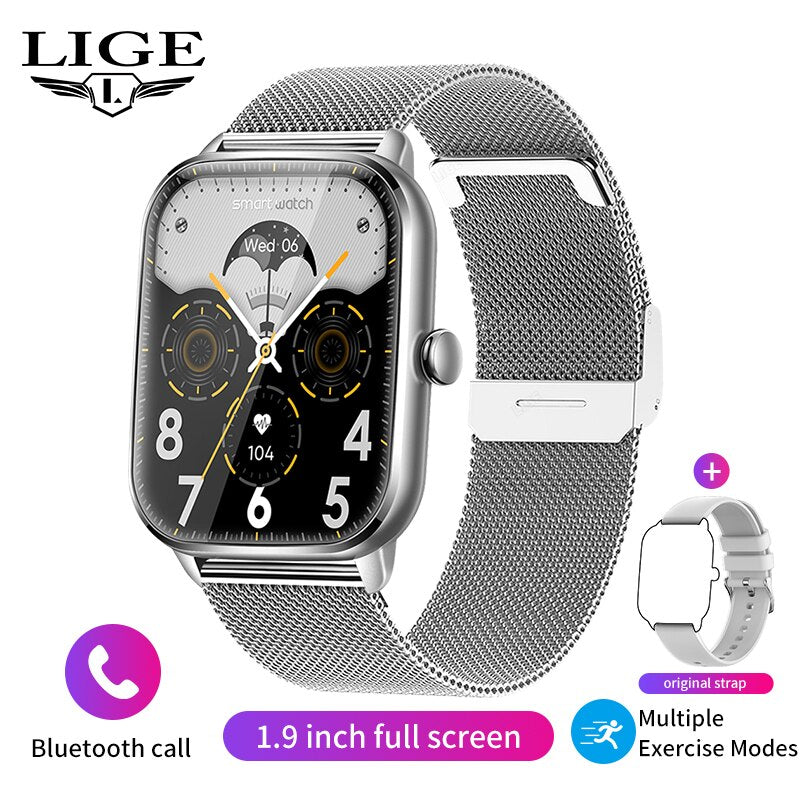 Stainless Steel 1.90 inch Bluetooth Call Full Touch Smart Watch with 100+ Sport Fitness Modes and Waterproofing for Women