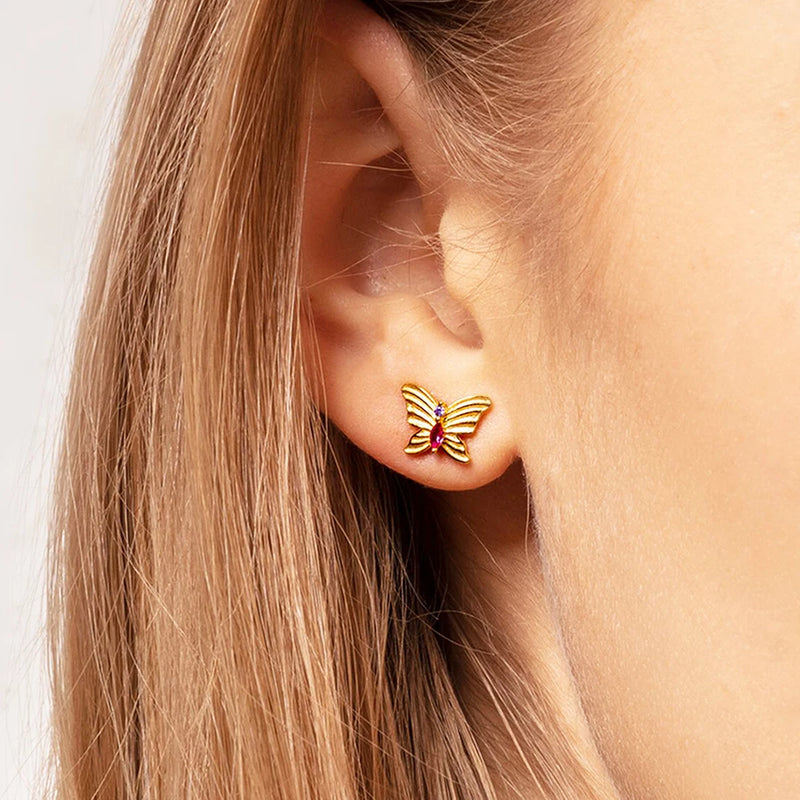 925 Sterling Silver Butterfly Ear Studs for Women