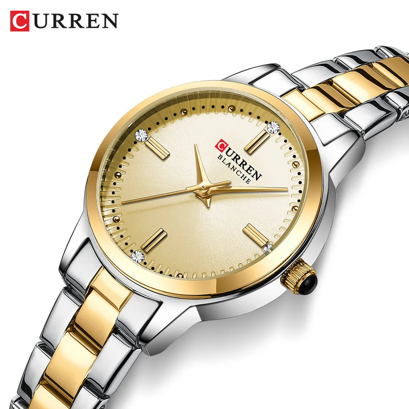 Gold Diamond Quartz Wrist Watch for Women