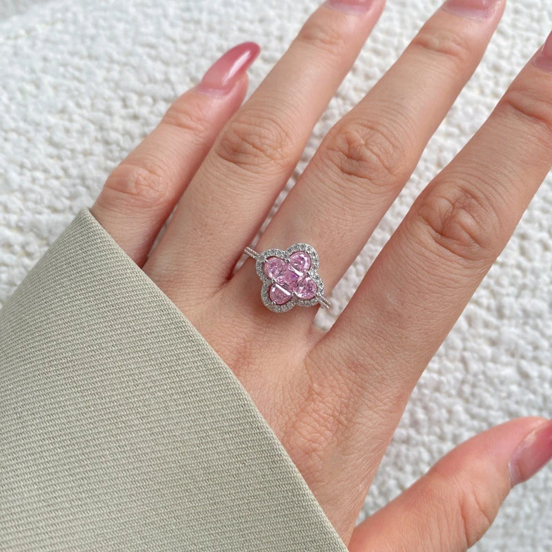 Sterling Silver Pink Sapphire Gemstone Ring for Women