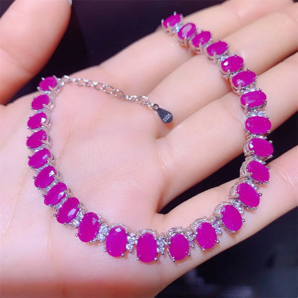 Sterling Silver 0.25ctw Ruby Bracelet for Ladies