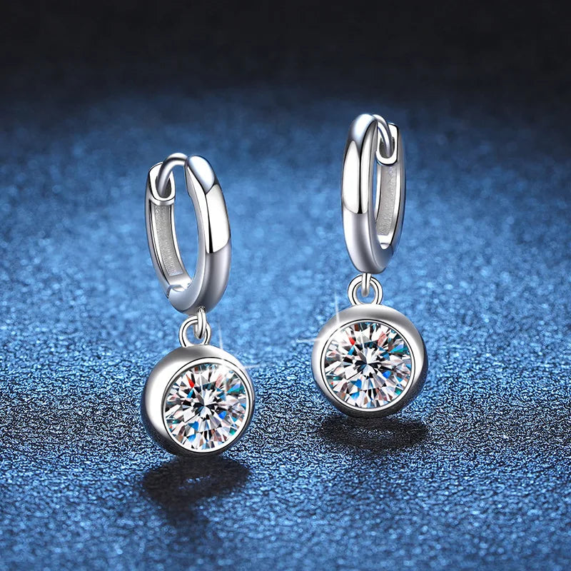 Sterling Silver 1CT Moissanite Drop Earrings for Women