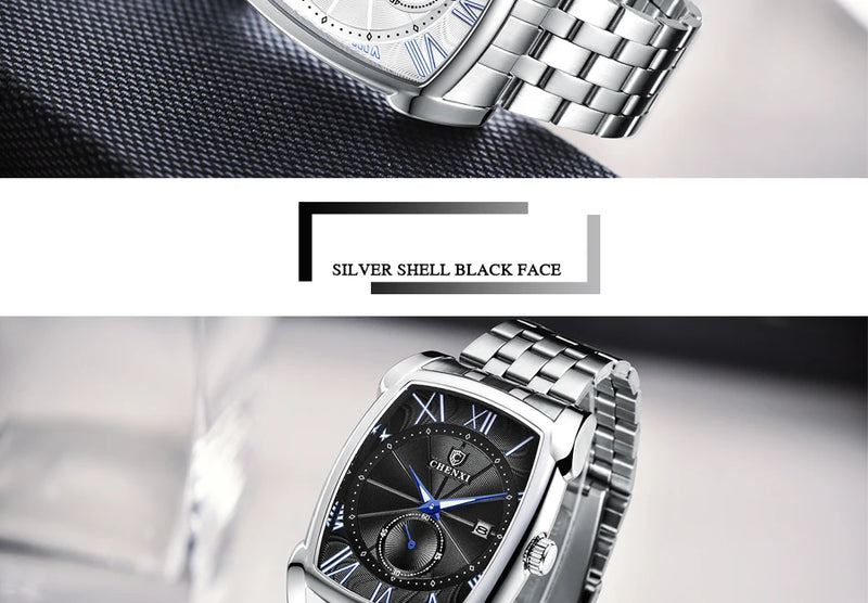 Square Waterproof Quartz Wrist Watch for Men