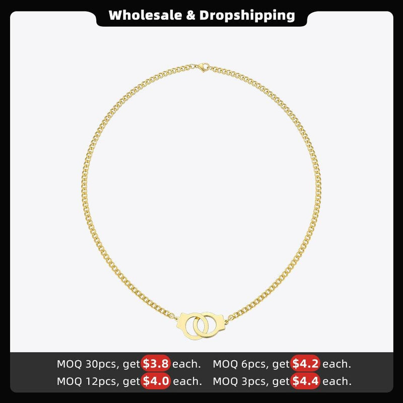 ENFASHION Punk Handcuffs Pendant Necklace Choker For Women Stainless Steel Link Chain Necklace Fashion Femme Jewelry Gifts P3013