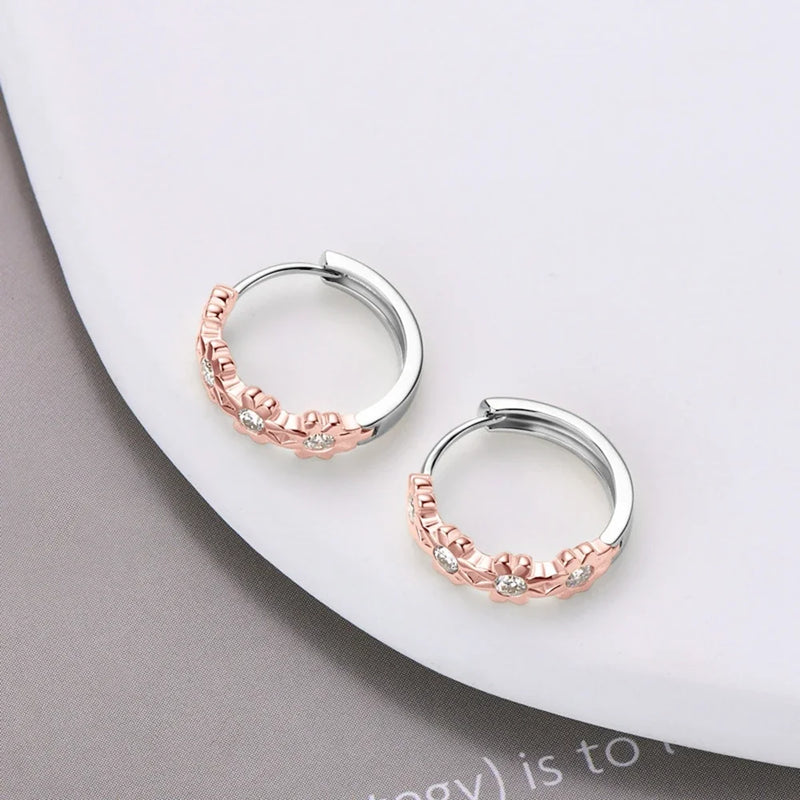 925 Sterling Silver VVS1 Moissanite Flower Hoop Earrings for Women