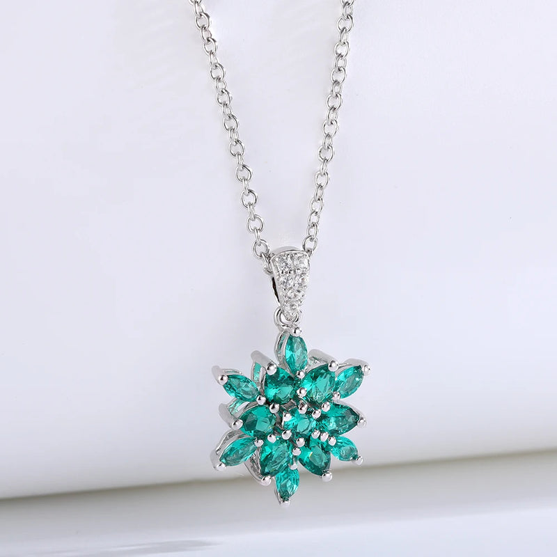 925 Sterling Silver Green Nano Crystal Pendant Necklace for Women