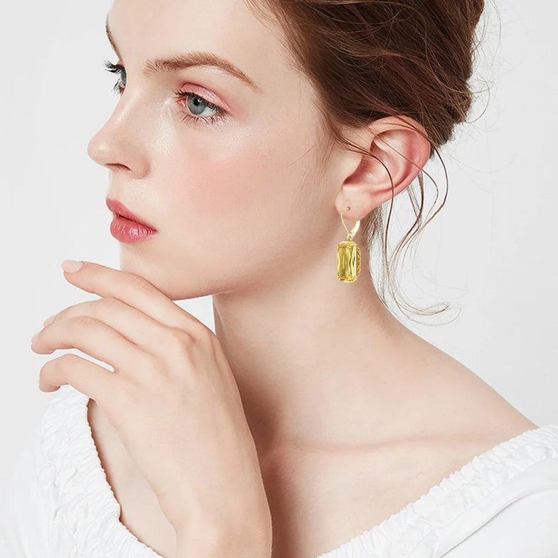 Yellow Gold Citrine Drop Earrings with 1.30ctw Stone for Women