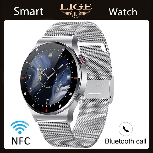 NFC Bluetooth Smart Watch with HD Screen, Sport Bracelet, Waterproof, Custom Watch Face for Men