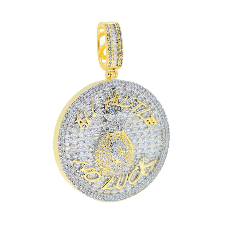 Gold Plated CZ Cubic Zirconia Letter Pendant Necklace for Men