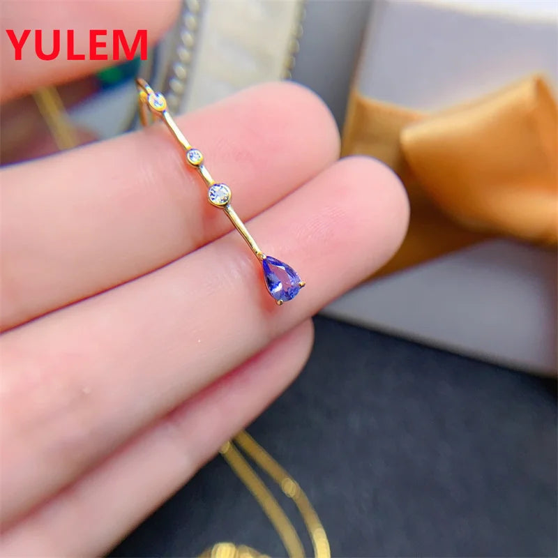 Solid 925 Silver Tanzanite Pendant for Women