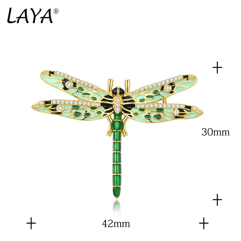 925 Sterling Silver Dragonfly Brooch with Colorful Enamel for Women