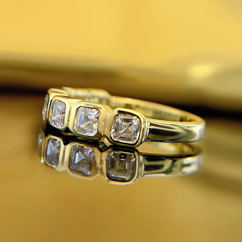 18K Yellow Gold Eternity Ring with Cubic Zirconia for Women