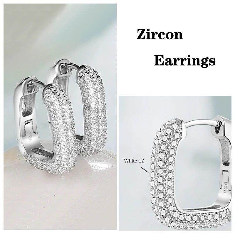 Sterling Silver Cubic Zirconia Huggie Hoop and Halo Stud Earrings for Women