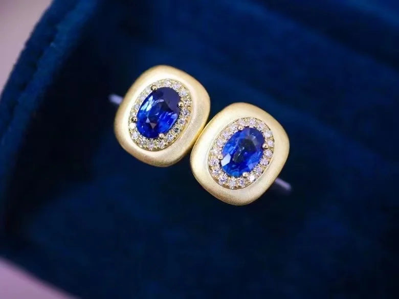 925 Sterling Silver Blue Sapphire Stud Earrings for Women