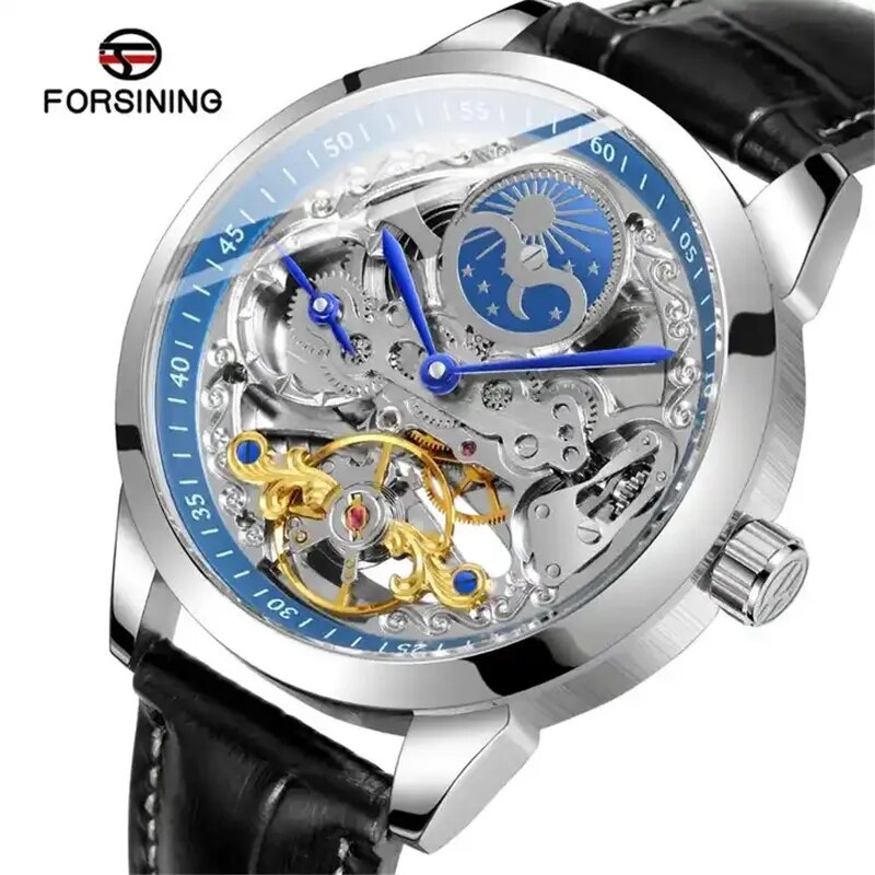 Stainless Steel Moon Phase Automatic Mechanical Watch for Men