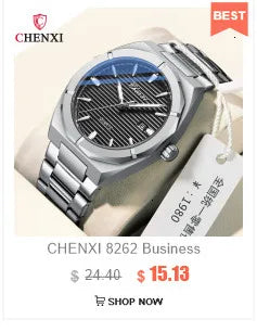 Stainless Steel Leather Strap 3D Quartz Watch for Men