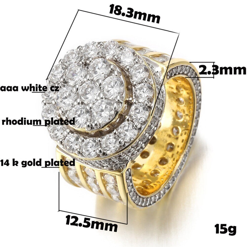 Copper Cubic Zirconia Hip Hop Ring for Men