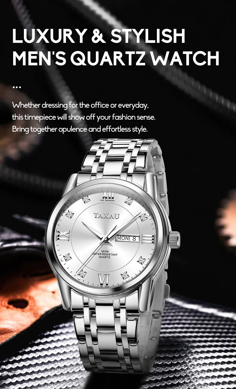 Stainless Steel Quartz Classic Watch for Men